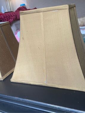 Pottery Barn Gold Tapered Rectangular Pair of Lamp Shades
